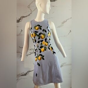 Melanie Lyne Light Blue Lemon-Print Sundress With Pockets